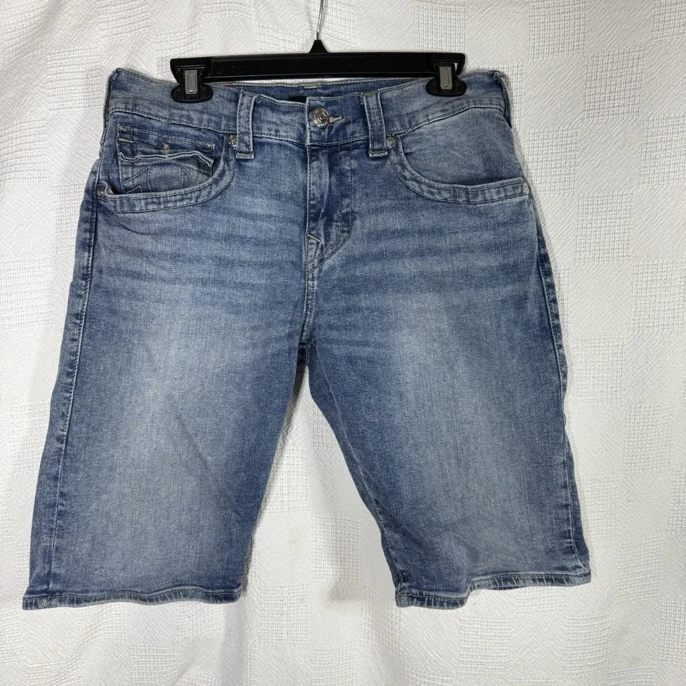 True Religion Shorts Mens 31‎ Blue Stretch Ricky Relaxed Straight Denim